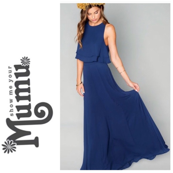 *Comes w/ FREE Ring* SMYM Princess Di ballroom navy maxi flutter skirt, S, NWT - Picture 4 of 16